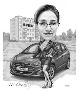 Karykatura cyfrowym ołówkiem prezent na 40 urodziny