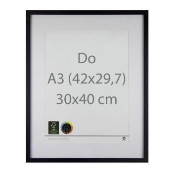 Ramka 40 x 50 cm czarna passe-partout do A3 i 30x40 cm